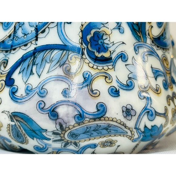 Vintage Lefton Blue Paisley Sugar Bowl Lid Creamer Pitcher Japan - Picture 11 of 12
